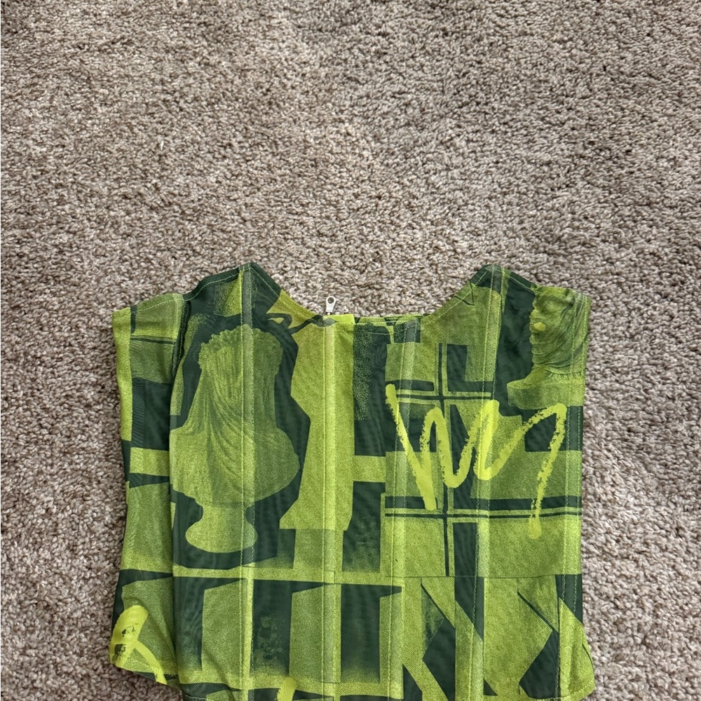 Miaou Green and Black Crop Top